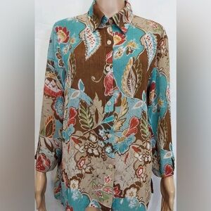Alfred Dunner Floral Button Down Shirt